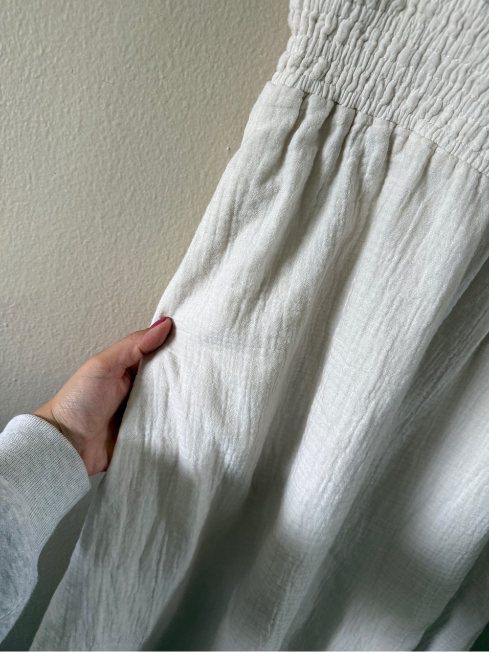 Pact Cream Midi Dress with Smocked Waist - Picture 5 of 7